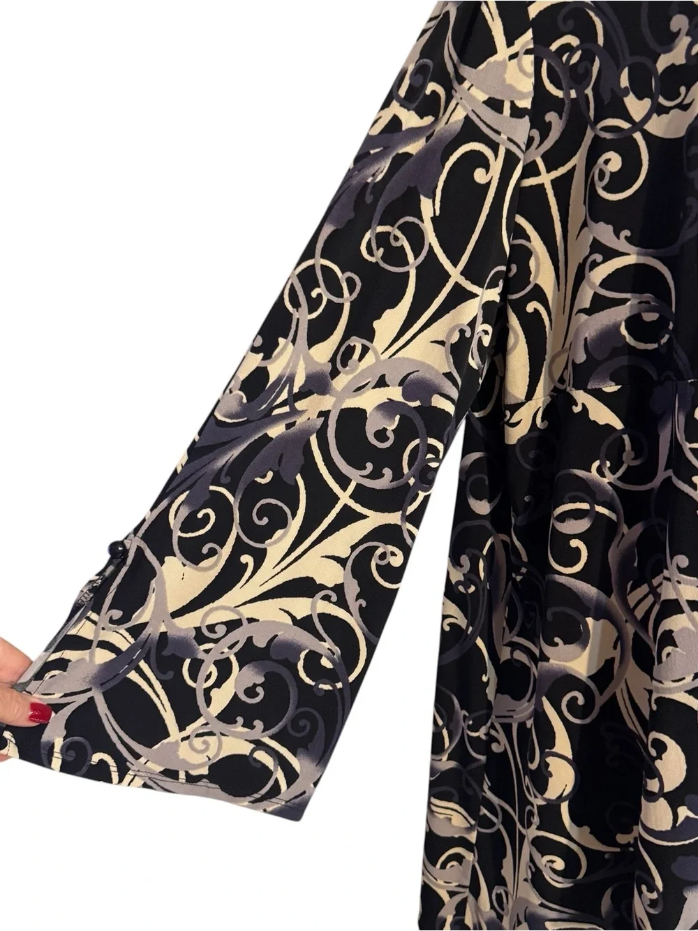 ANTTHONY  BLACK PURPLE & CREAM SWIRL PRINT TUNIC TOP  PLUS: 2X   #Z - Picture 3 of 7